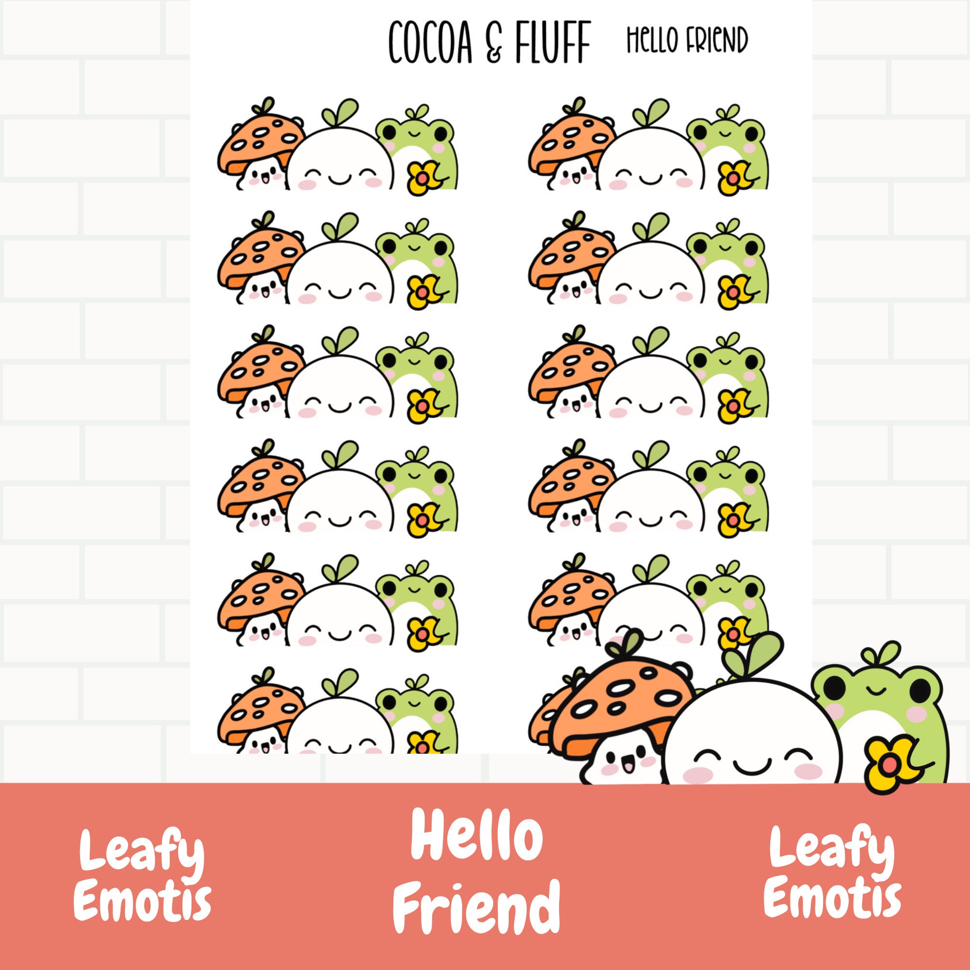 Hello Friend Sticker Hello Friend Box Edger Planner Icons, Hand Drawn Stickers, Leafy ...