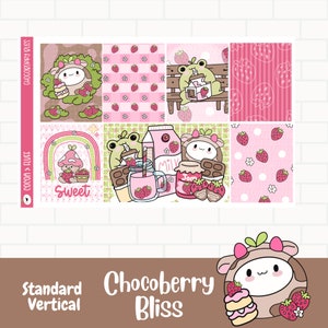 Chocoberry Bliss Standard Vertical Planner Stickers, Weekly Sticker Kit,  Hand Drawn Art, Cute Summer Planner Stickers, 7x9 Planner stickers