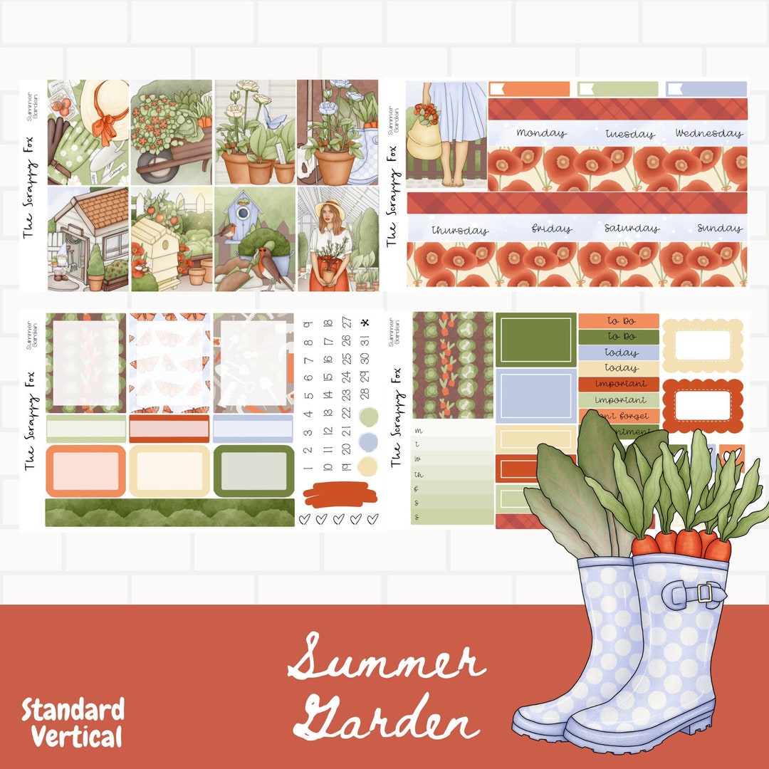Deluxe Weekly Sticker Kit / Summer Garden / Standard Vertical - Etsy