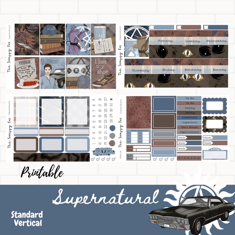 PRINTABLE Sticker Kit/ Supernatural/ Standard Vertical Planner - Etsy ...