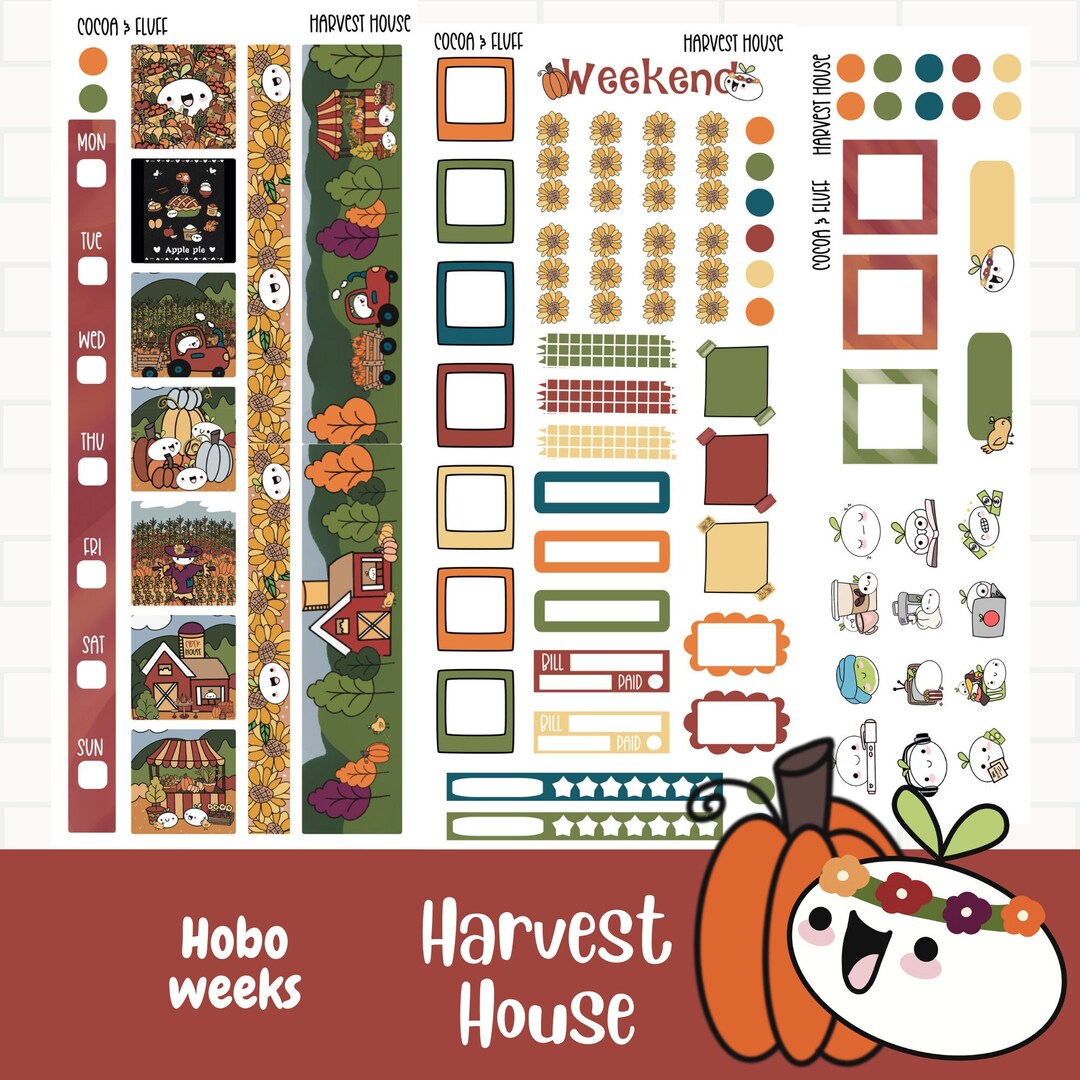 Harvest House Hobonichi Weeks Planner Stickers, Weekly Sticker Kit ...