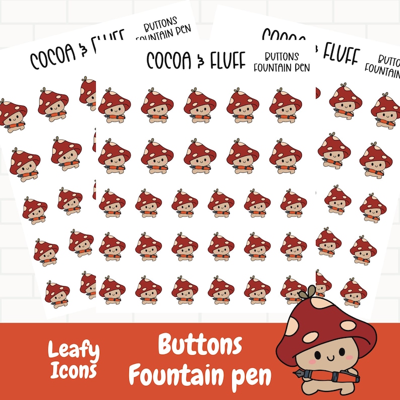 Planner Buttons Fountain Pen Buttons Planner Icons, Hand Drawn Planner Icons, Leafy ...