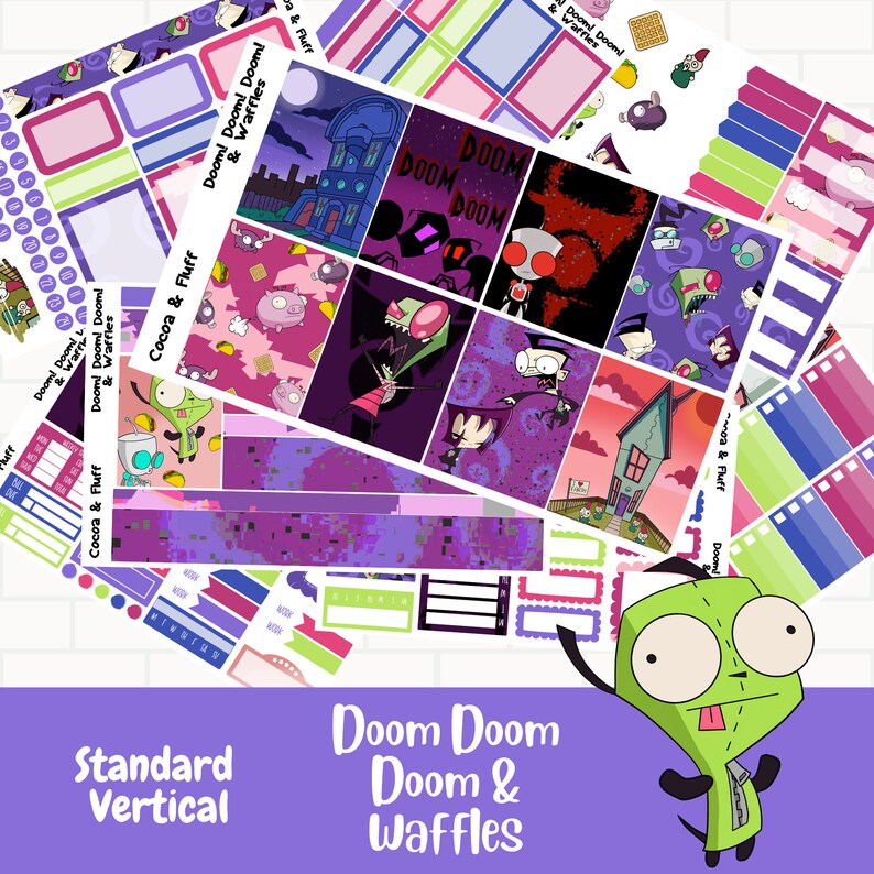 Doom Doom Doom & Waffles Planner Stickers, Planner Sticker Kit, Planner ...