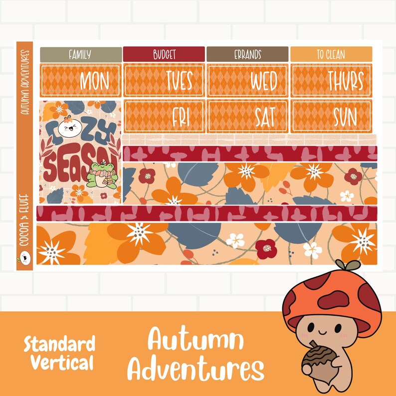 Autumn Adventures Planner Stickers, Planner Sticker Kit, Fall Vibes
