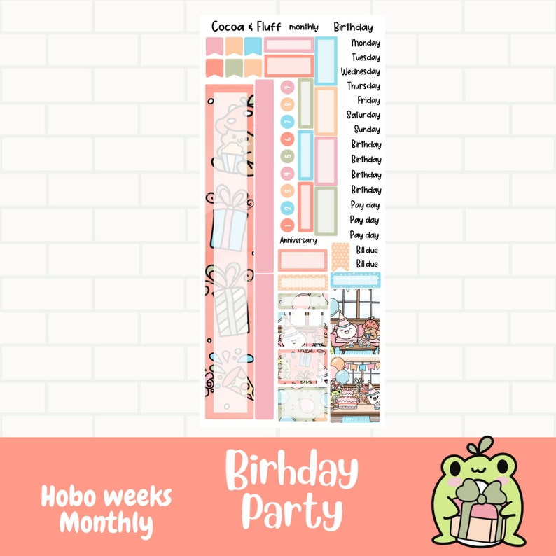 Birthday Party Hobonichi Weeks Planner Stickers, Monthly Sticker Kit ...