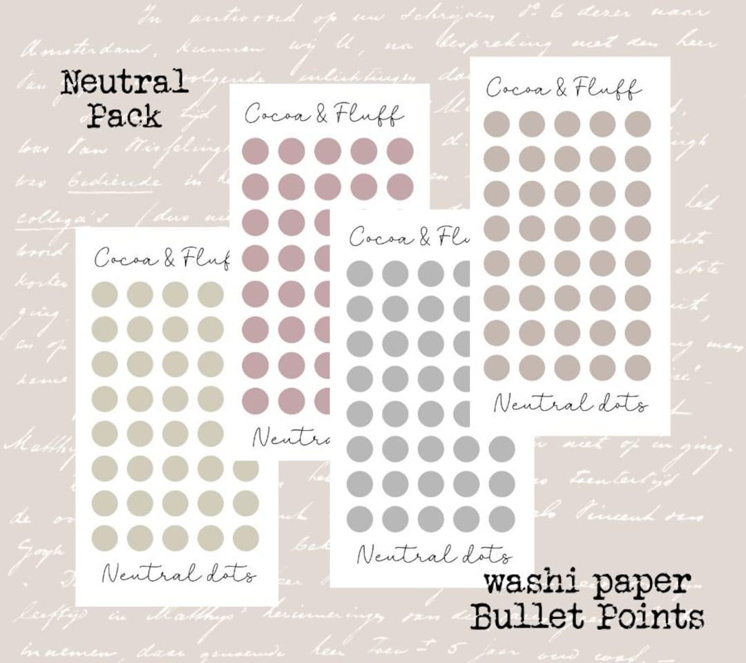 Bullet Point Stickers for Journals and Planners | Neutral Color Way ...