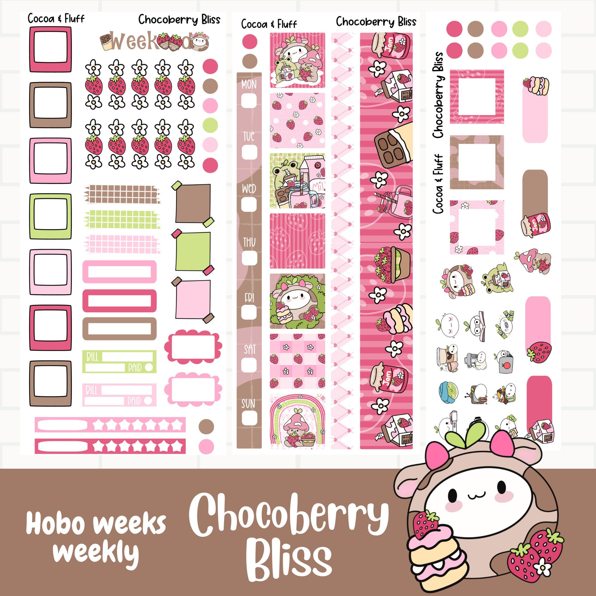 Chocoberry Bliss Hobonichi Weeks Planner Stickers, Weekly Sticker Kit ...