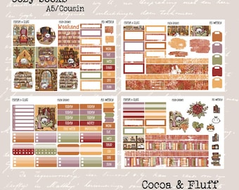 Cozy Books Planner Stickers, Hobonichi Cousin Weekly Sticker Kit, Hand drawn Characters, Book Lover Stickers, Cute Hand Drawn Stickers
