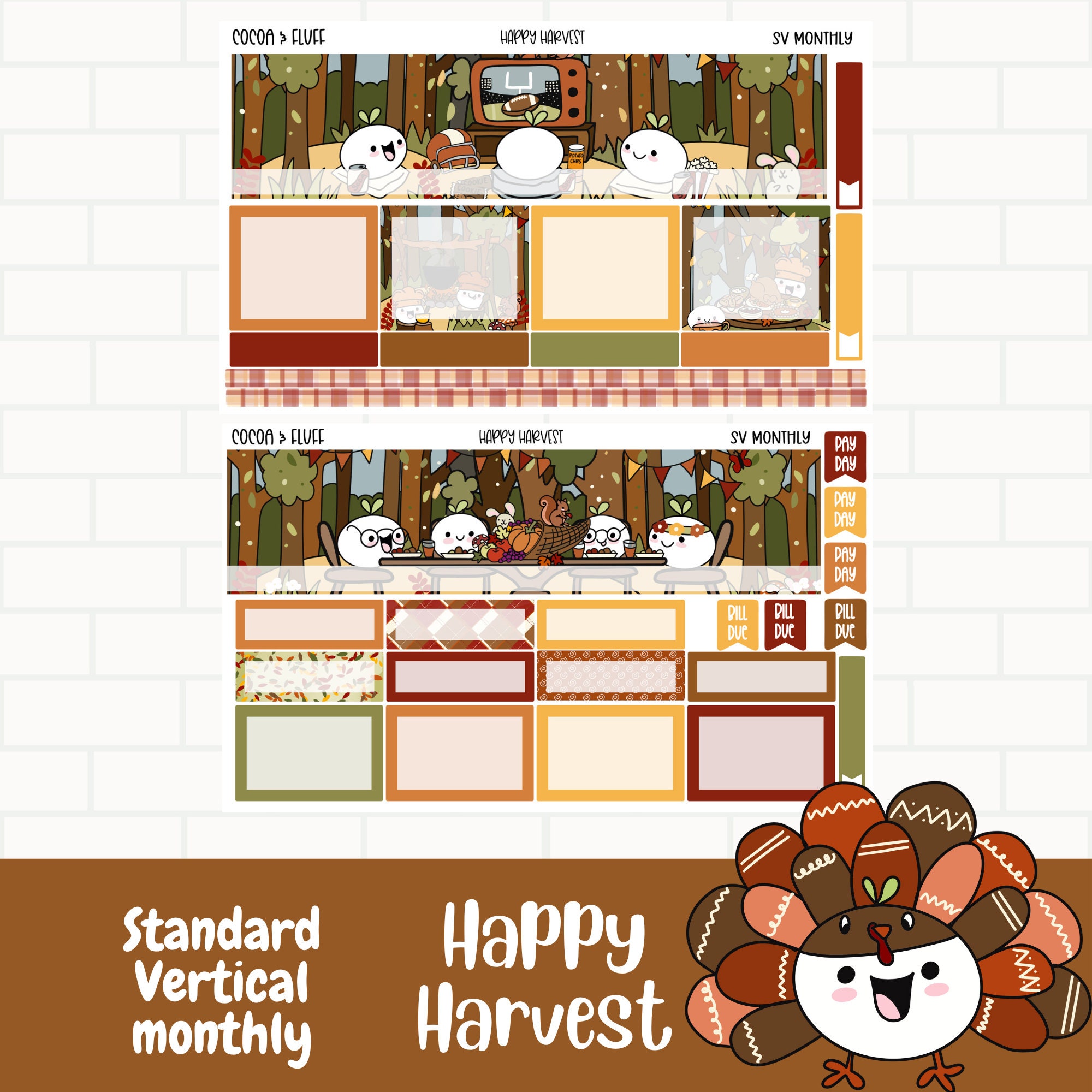 Happy Harvest Planner Stickers, Standard Vertical Monthly Sticker Kit ...