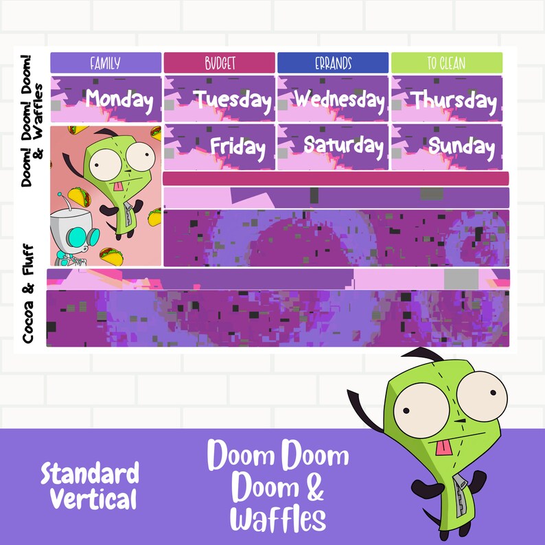 Doom Doom Doom & Waffles Planner Stickers, Planner Sticker Kit, Planner ...