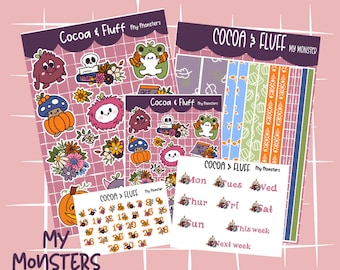 My Monsters Sticker Sheet, Hand Drawn Stickers, Daily Journal, Micro Planner Sticker, Bujo Sticker Sheet, Hand Drawn Washi, Vinyl Sticker