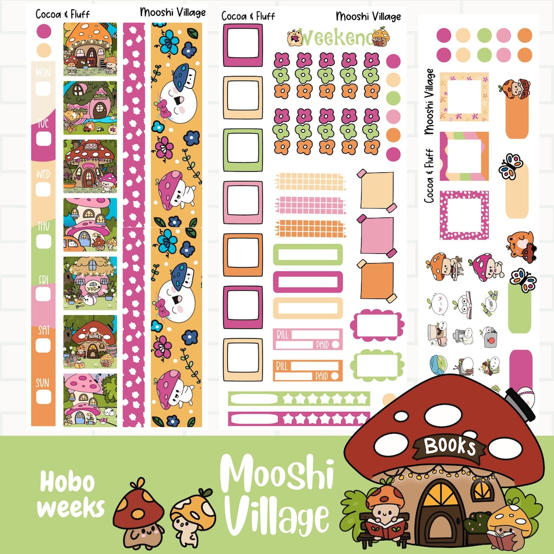 Mooshi Village Hobonichi Weeks Planner Stickers, Weekly Sticker Kit ...