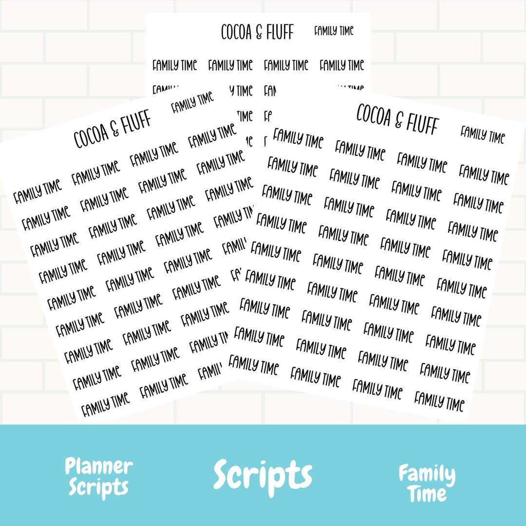 Family Time Script Stickers, Scripts, Creative Script Stickers, Family ...
