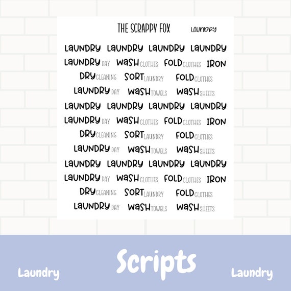 Laundry Scripts Wash Clothes Scripts Iron Clothes Script Etsy