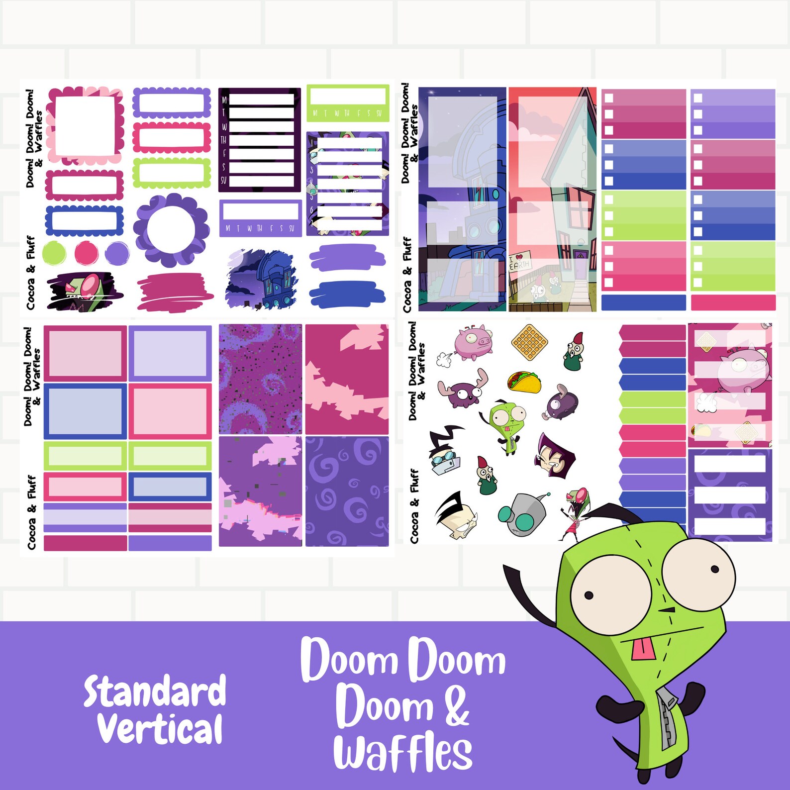 Doom Doom Doom & Waffles Planner Stickers, Planner Sticker Kit, Planner ...