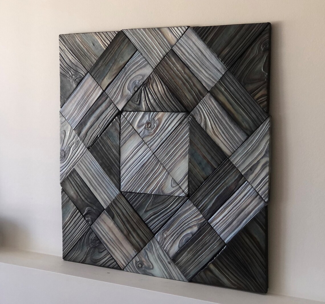 Wood Wall Art Reclaimed Wood Geometric Art Etsy.de