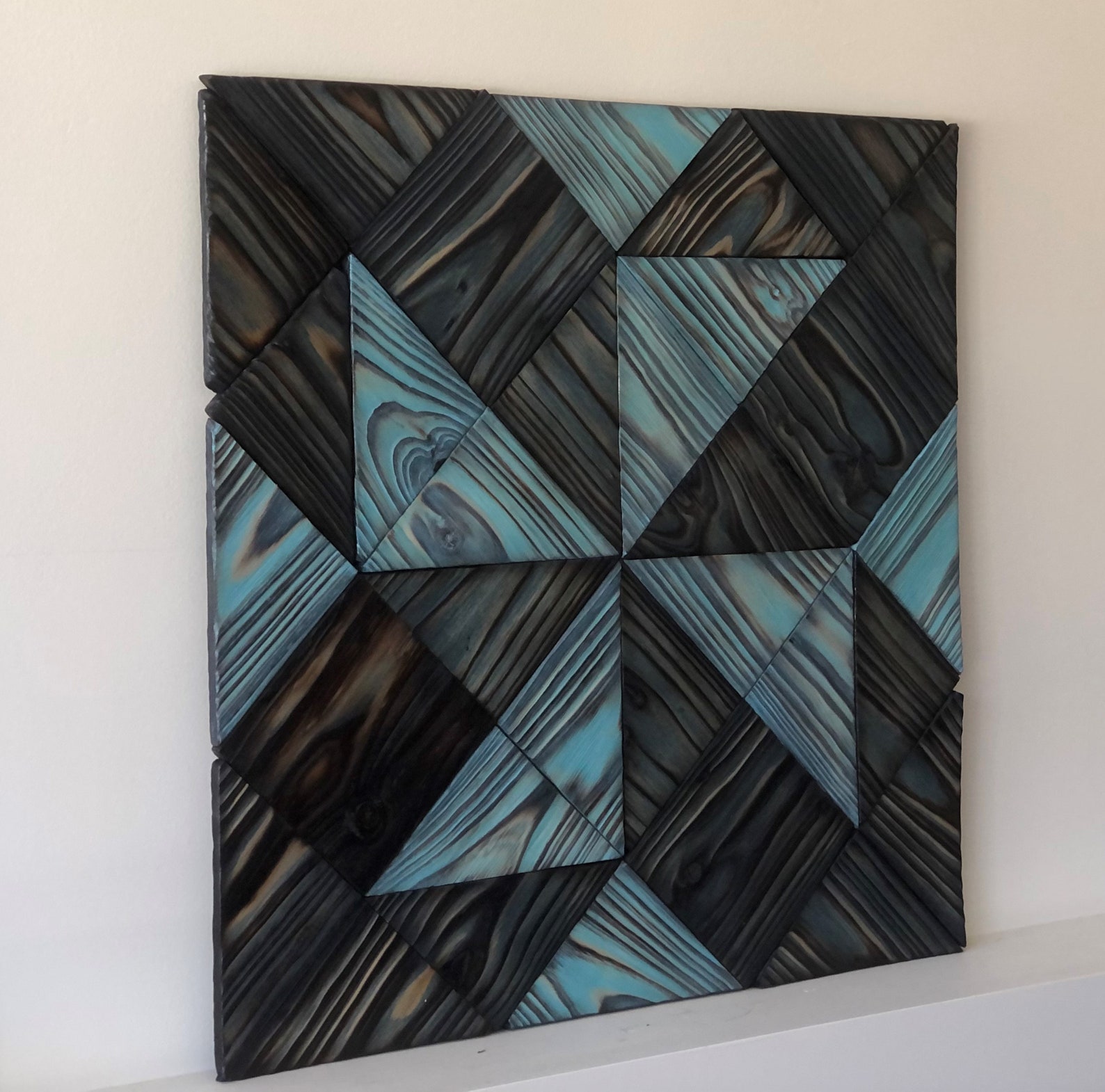 Wood Wall Art Reclaimed Wood Geometric Art Etsy UK