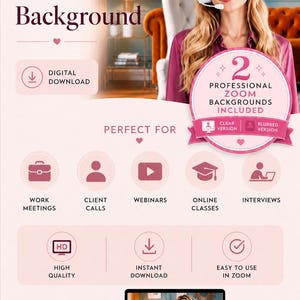 Modern Home Office Zoom Background | Professional Virtual Meeting Backdrop (Digital Download)