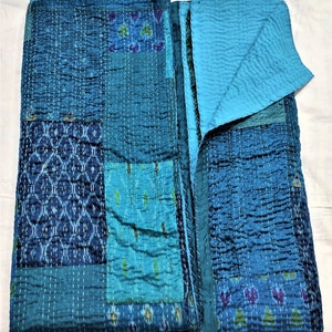 Kantha silk  Quilts Blanket And Throw Embroidered kantha Quilts Handmade patch work  Quilt Bedding Reversible  Throw