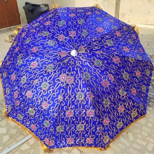 Vintage Garden Decorative Large Umbrella Sun Shade Cotton Outdoor Parasol Designer Embroidered Cotton Garden Umbrella Parasol Outdoor Large