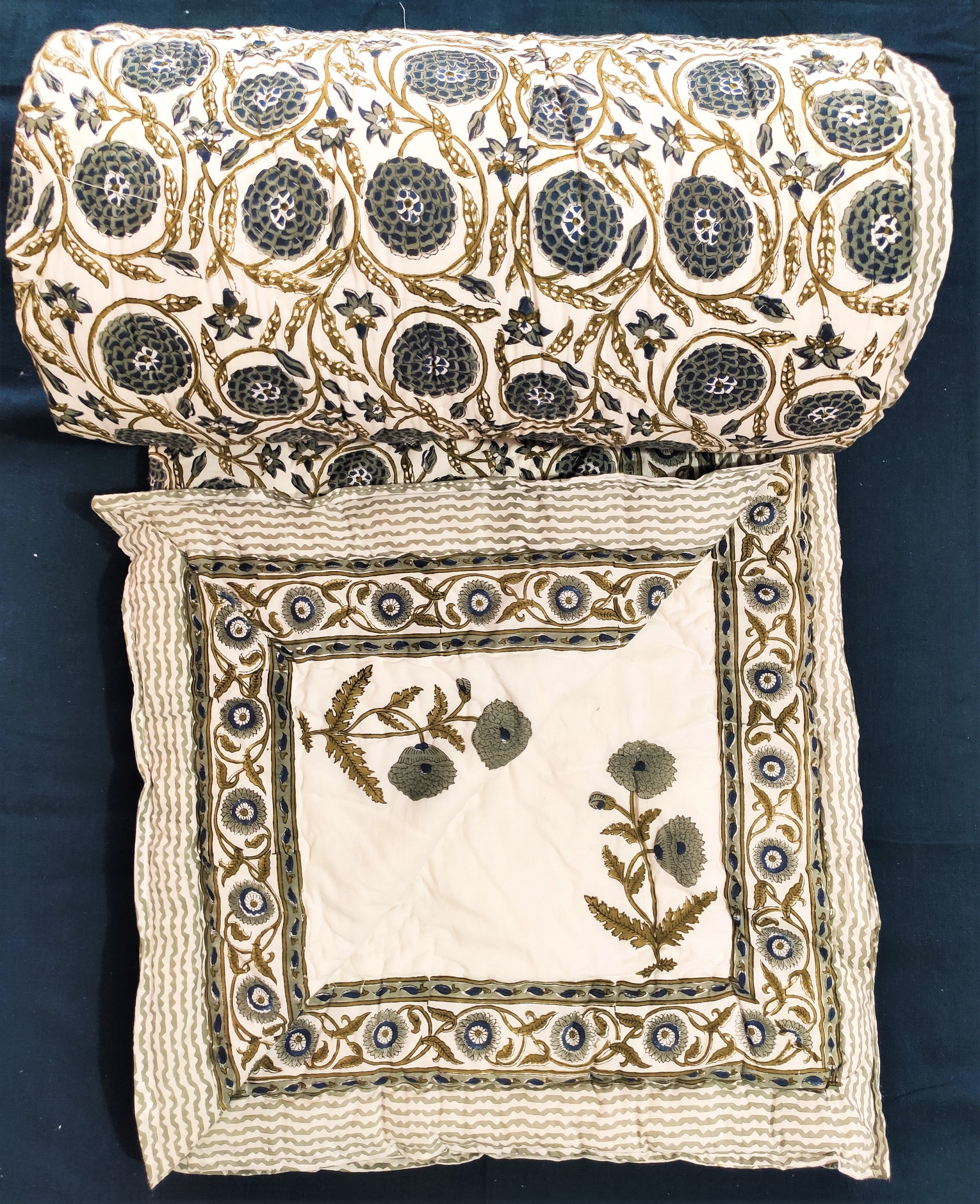 Traditional Jaipuri Razai Hand Block Printed Kantha Quilt Etsy Canada