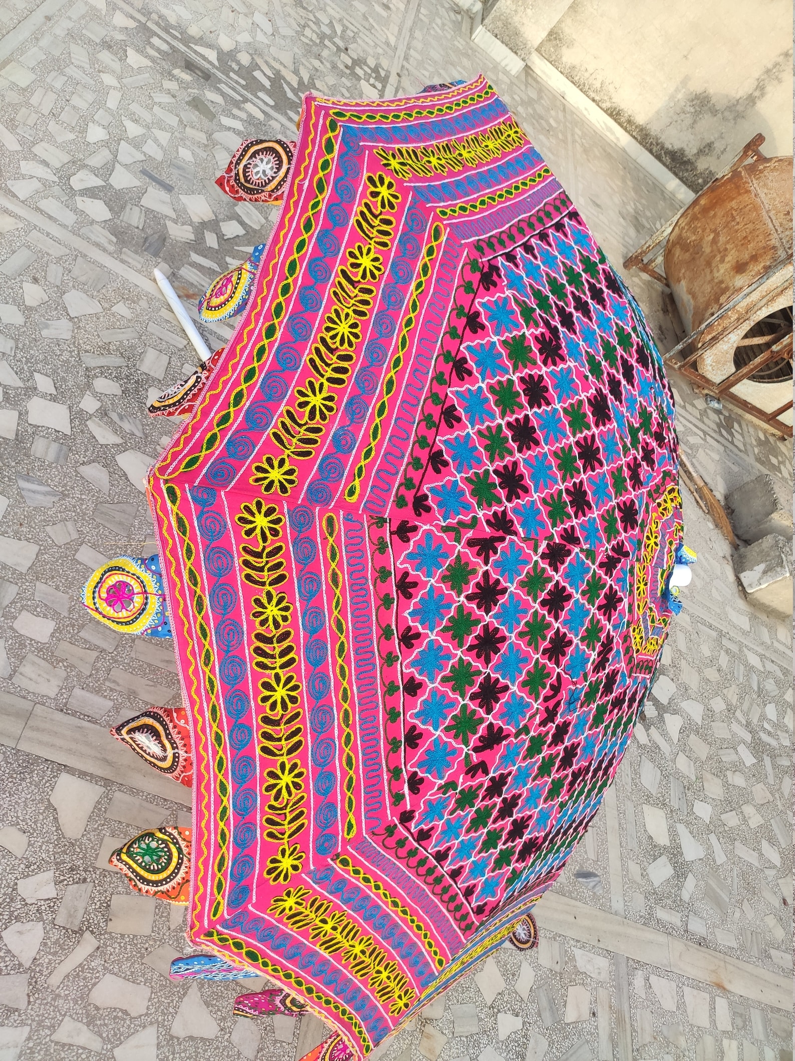 Vintage Garden Decorative Large Umbrella Sun Shade Cotton Etsy UK