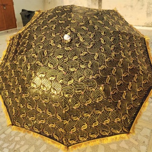 Vintage Garden Decorative Large Umbrella Sun Shade Cotton Outdoor Parasol Designer Embroidered Cotton Garden Umbrella Parasol Outdoor Large