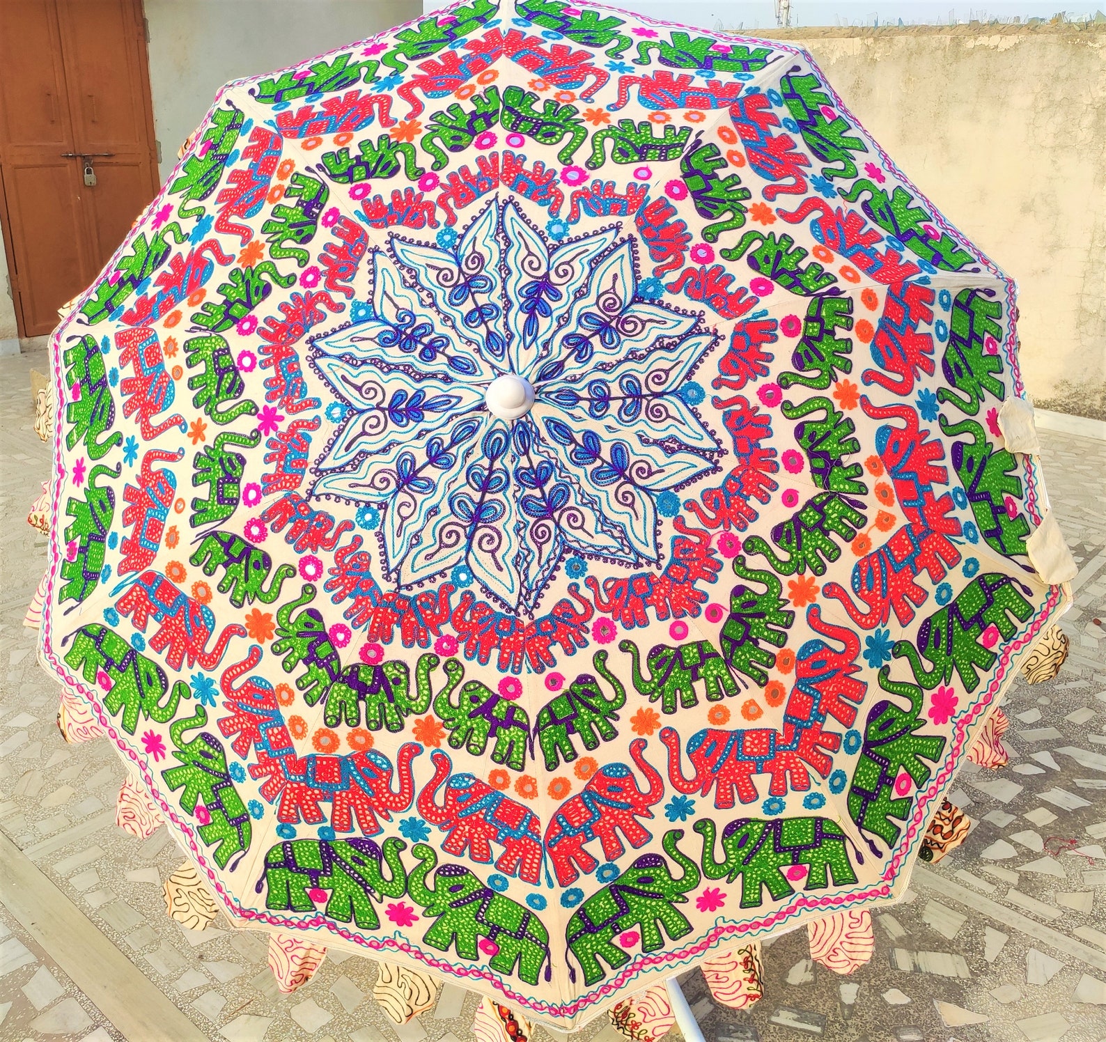 Vintage Garden Decorative Large Umbrella Sun Shade Cotton Etsy