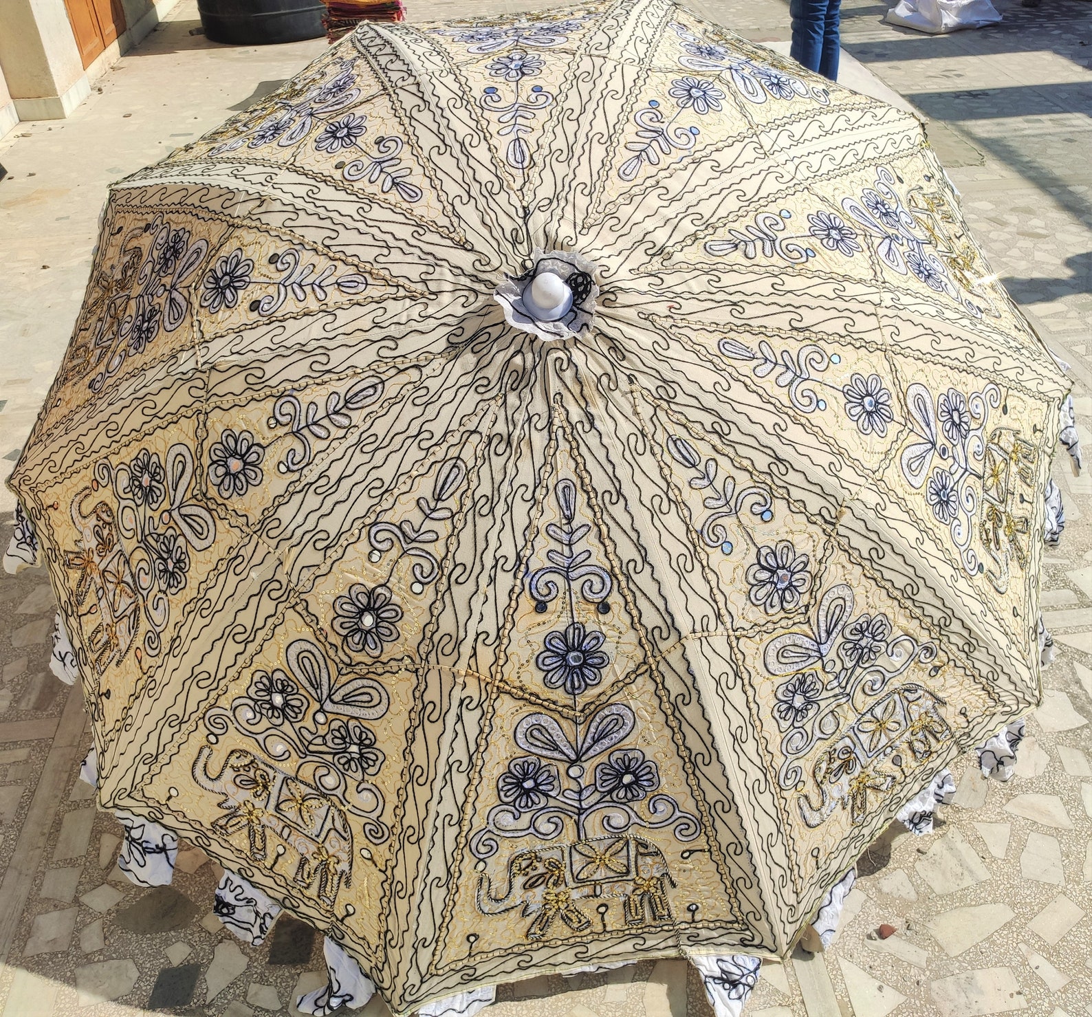 Vintage Garden Decorative Large Umbrella Sun Shade Cotton - Etsy