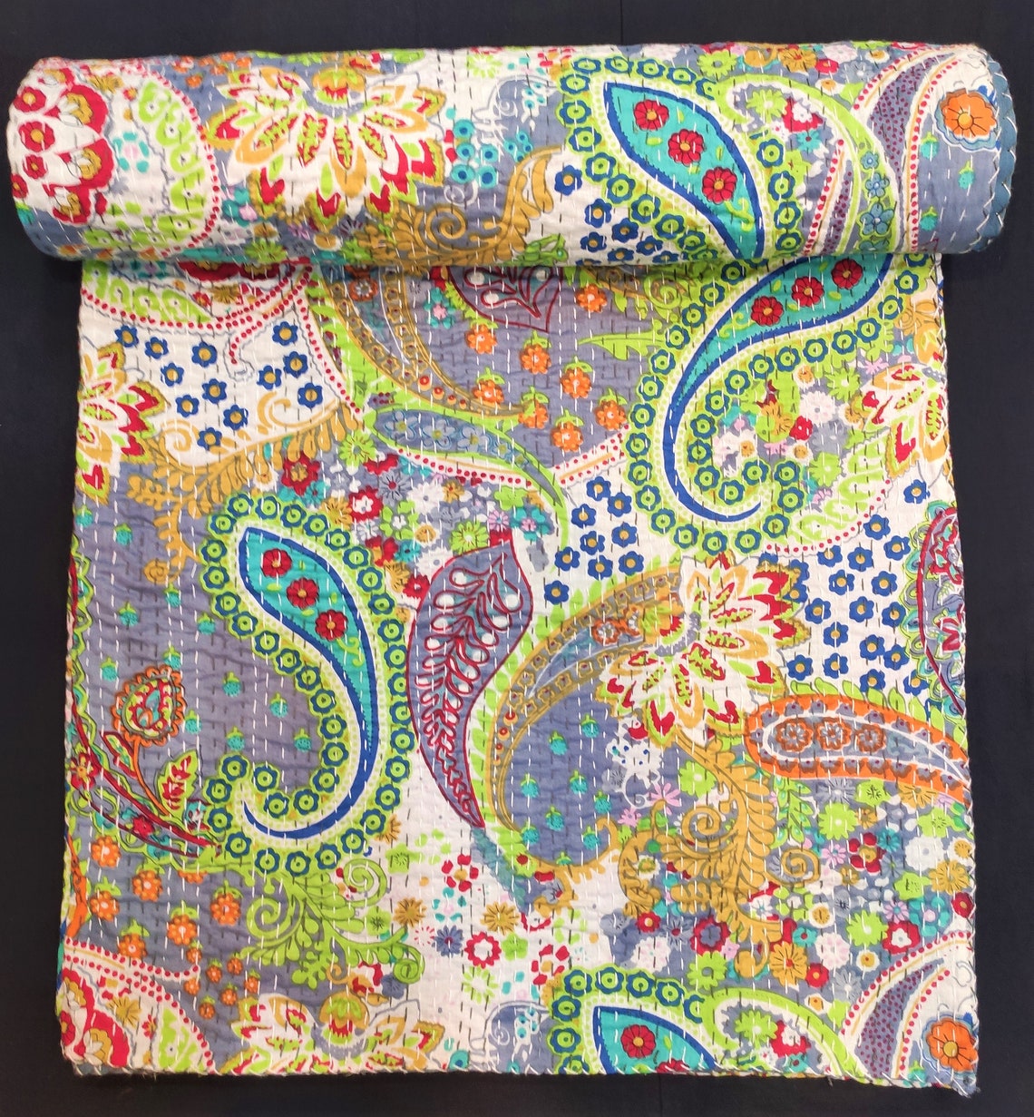 Kantha Quilts Blanket And Throw Embroidered kantha Quilts Etsy