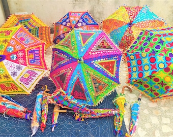 Handmade Indian Embroidered Umbrella - Colorful Wedding Parasol