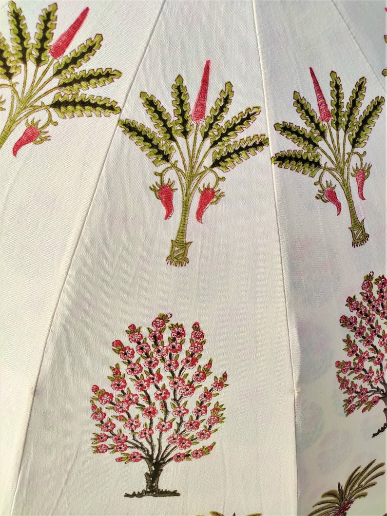 May include: White fabric with a repeating pattern of pink and green floral designs. The fabric features a variety of flowers and leaves.