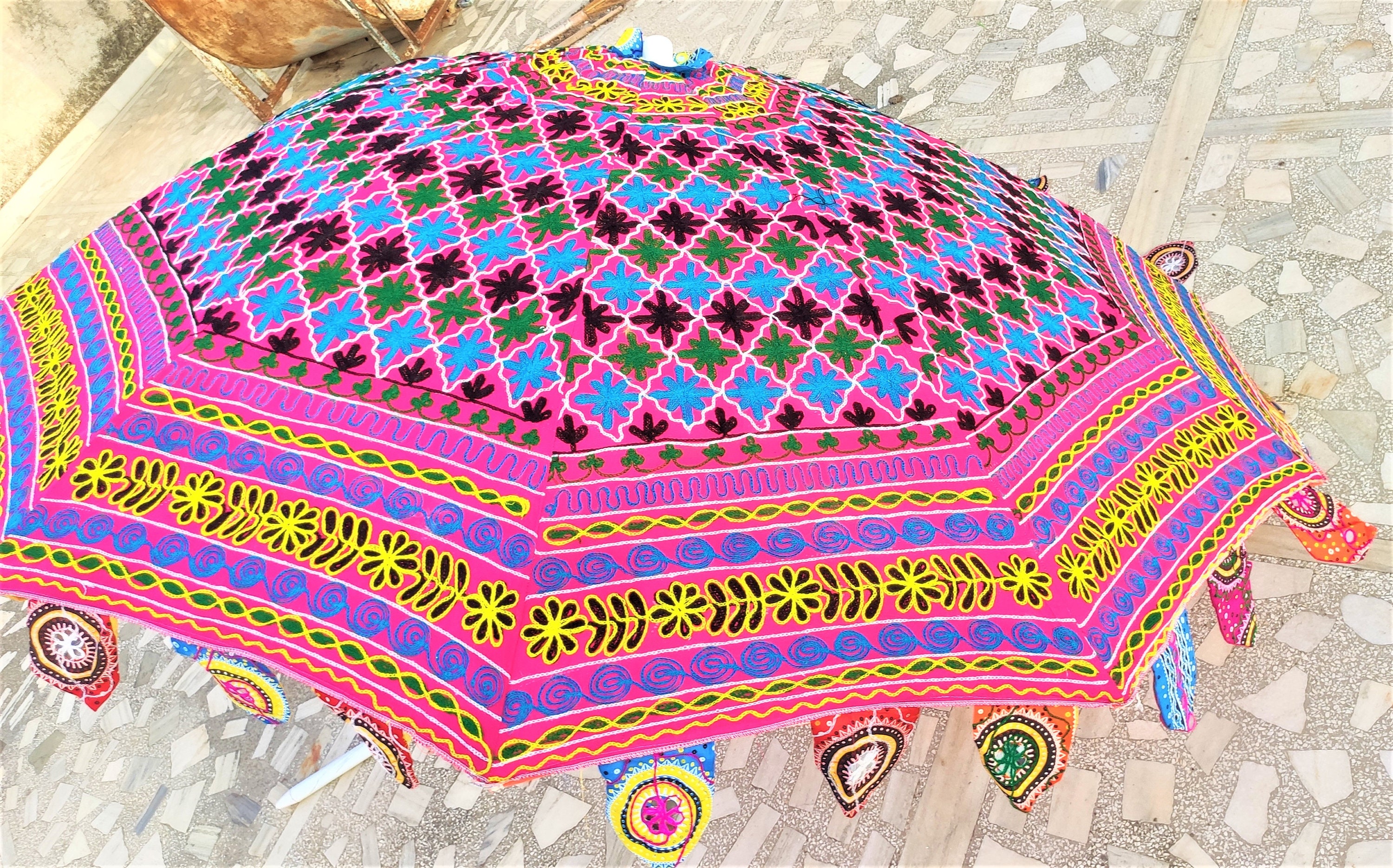 Vintage Garden Decorative Large Umbrella Sun Shade Cotton Etsy UK