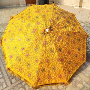 Vintage Garden Decorative Large Umbrella Sun Shade Cotton Outdoor Parasol Designer Embroidered Cotton Garden Umbrella Parasol Outdoor Large