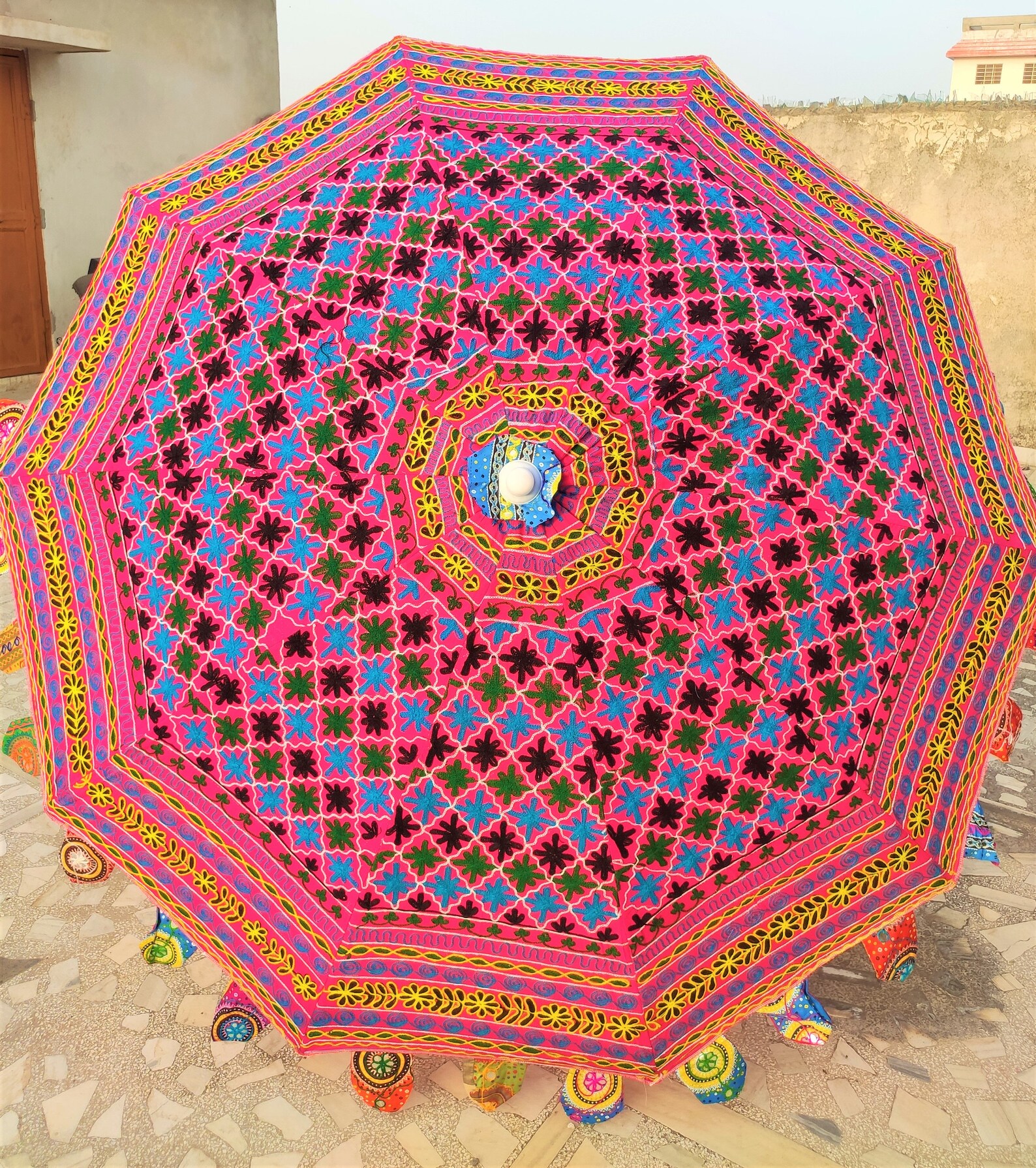 Vintage Garden Decorative Large Umbrella Sun Shade Cotton Etsy UK