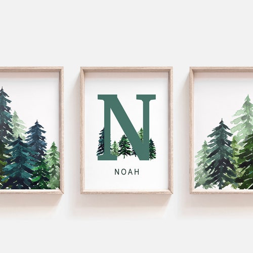 Nursery Decor Woodland Mountain Wall Art Tree Nursery Decor Etsy