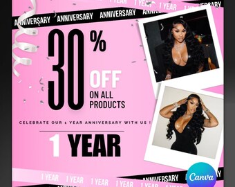 Plantilla de redes sociales de venta de aniversario de bricolaje Canva