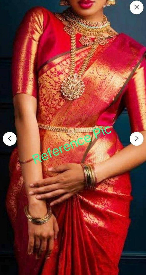 Women's Banarasi Style Pure Kanjivaram Silk Jacquard Kanchipuram Pattu Saree  With Un-Stiched Blouse at Rs 559 | Ladies Saree in Surat | ID: 2851672311791
