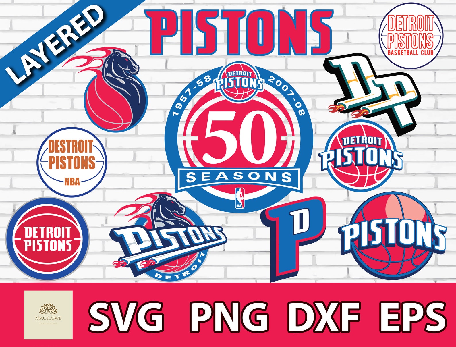 Detroit Pistons NBA Sport Team Logo Basketball SVG /cut file Etsy