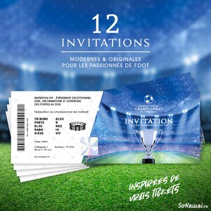 Football | 12 invitations anniversaire en Français | Format ticket d'entrée au stade