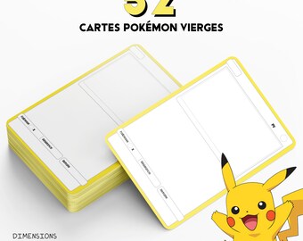 Pokémon | 52 cartes vierges + sa boîte à personnaliser | Crée tes cartes avec tes propres personnages Pokémon