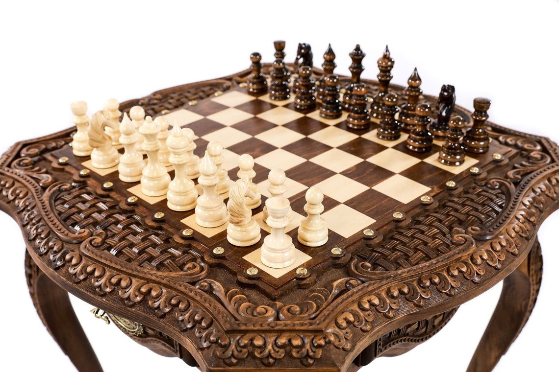 CHESS SET TABLE Luxury Chess Etsy