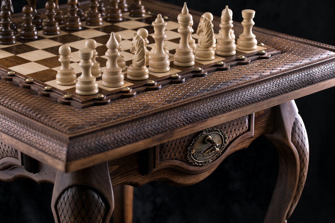 LUXURY CHESS TABLE Handmade Chess Set With Table 24 Etsy