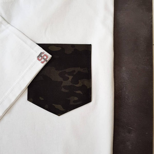 Camouflage Pocket Tee | Custom Camo Pocket T Shirt Cordura | Mens Womens | White Base