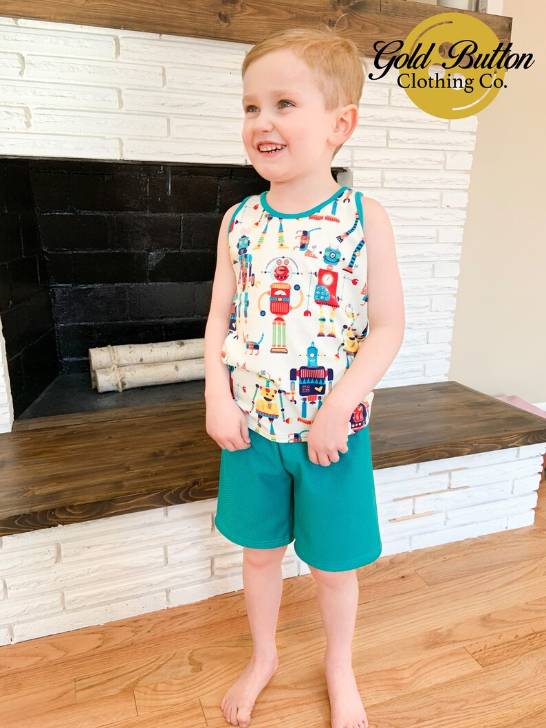 Little Boy/'s Tank Top and Tee Shirt Robots