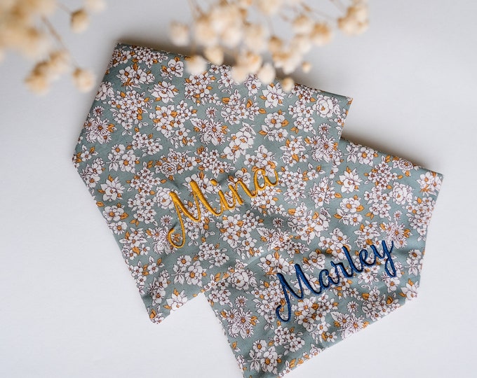 ADD-ON EMBROIDERY for bandanas. Add Your pet's name. For custom personalized dog/cat bandanas.