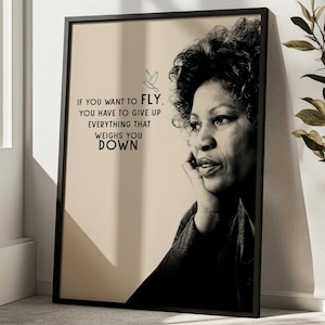 African American wall Art : Toni Morrison Quote Art Print – &quot;If You Want To Fly...&quot; – Cream Aesthetic – Inspirational Wall Decor