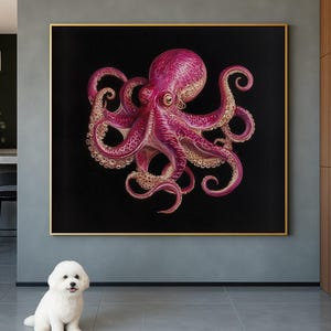 Octopus Wall Art - Large Tentacle Canvas Print, Nautical Decor, Abstract Ocean Painting
