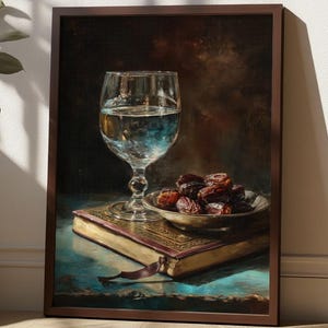 Dates and water Arabic Culinary Art Print | Middle Eastern Food Wall Decor