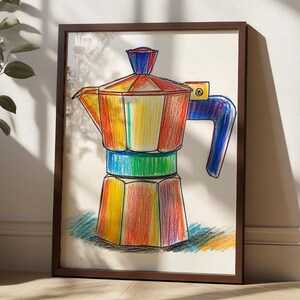 coffee bar art | MOKA POT Poster | Trendy Wall | Minimalist Elegant Sophisticated